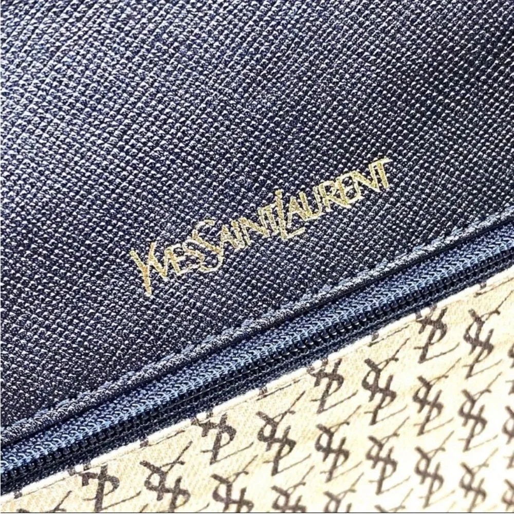 Yves Saint Laurent Black Leather Envelope Briefcase Clutch - Picture 2 of 6